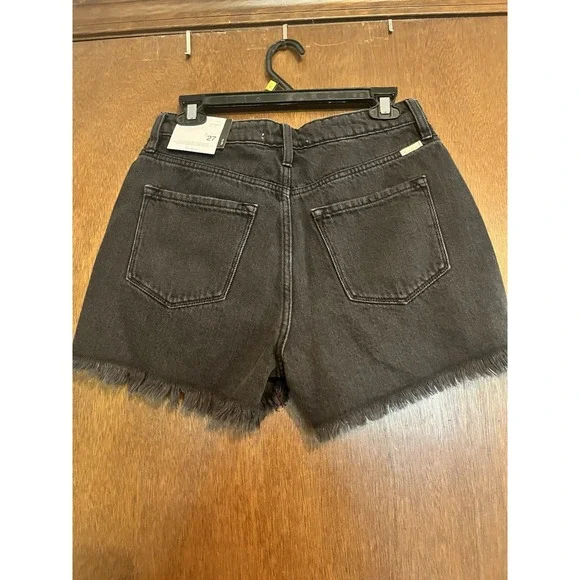 NEW Kancan Black Ladies Shorts Distressed Cut Off Hem 7/27 7‎ 27 NWT - Picture 3 of 5